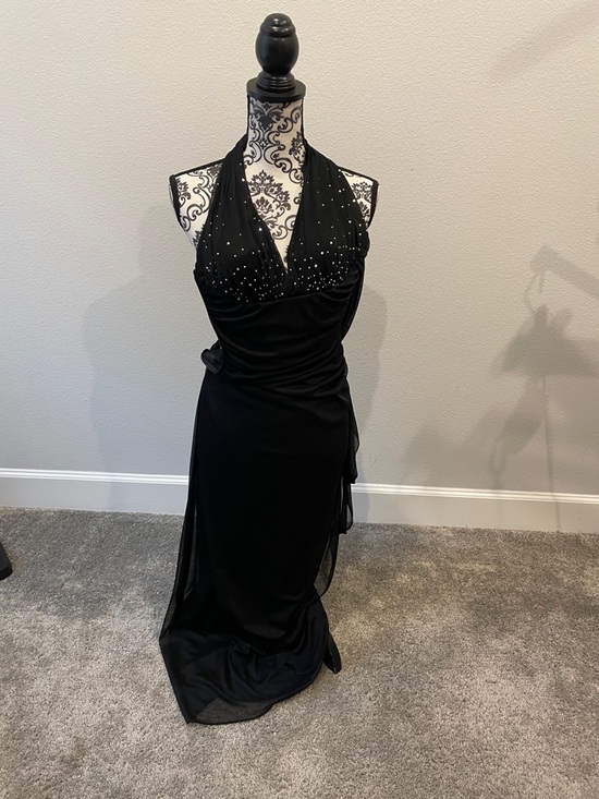 Betsy & Adam Dresses & Skirts - Black Halter sequined Evening Gown with Bead Detail Betsy ADam